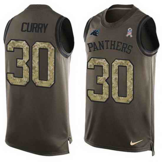 Nike Panthers #30 Stephen Curry Green Mens Stitched NFL Limited Salute To Service Tank Top Jersey